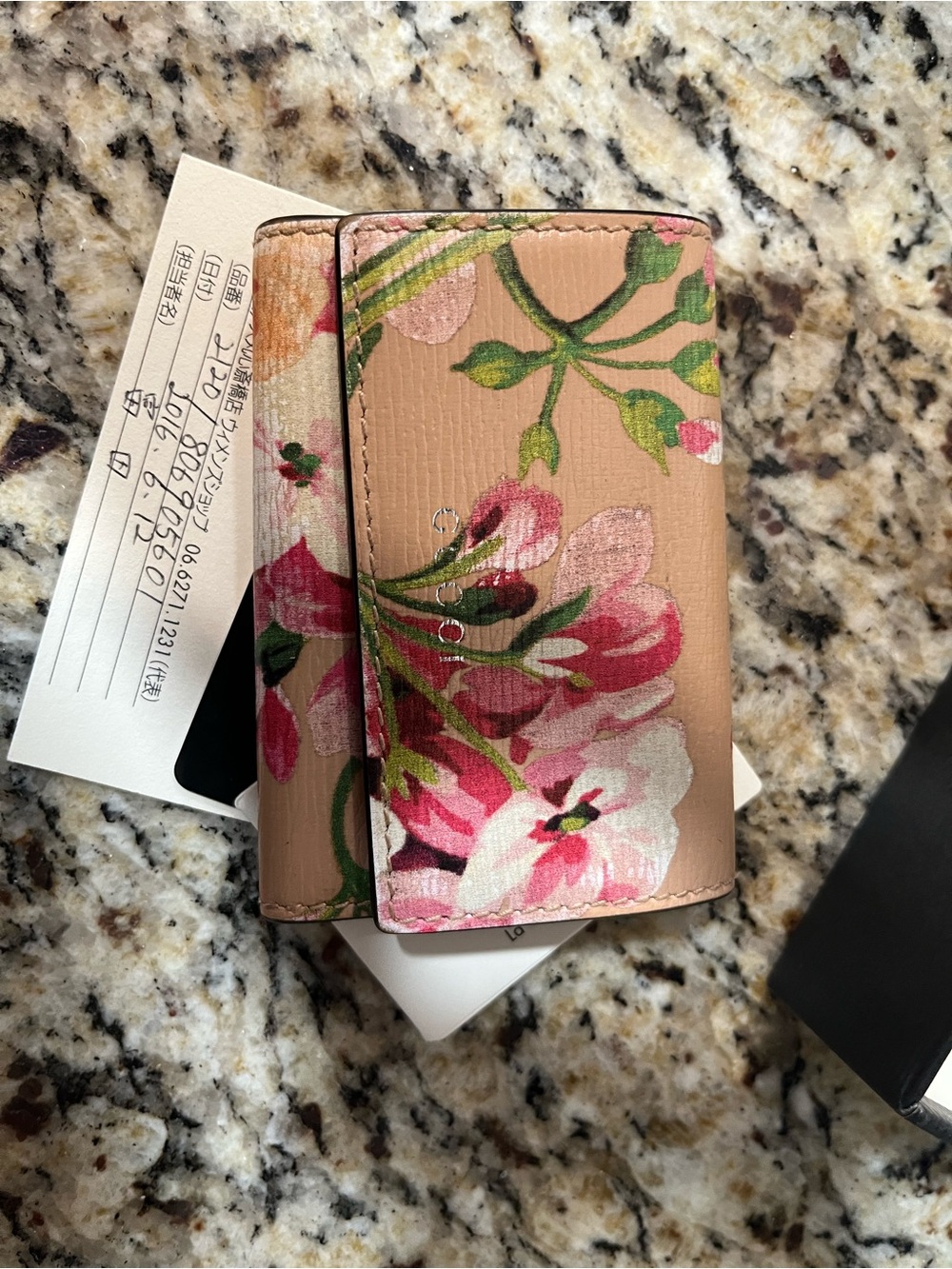 Floral Compact Gucci Trifold key holder - Pink Floral